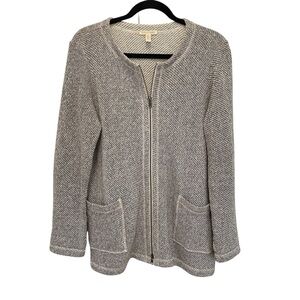 Eileen Fisher classic full zip up cardigan sweater with pockets